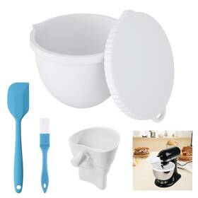 Aknzlmed 704444050880 Silicone Bowl Liner With Lid And Collapsible Flour Funnel Set - Ka Tilt-head 5