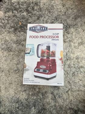 Amc-fp1-r Americana Classics Food Processor Red 3-cup 200w Stainless Steel Blade