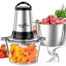 500w Betterlee 706409541013 Food Processor Meat Grinder With Two 8 Cups Bowls Electric Choppe