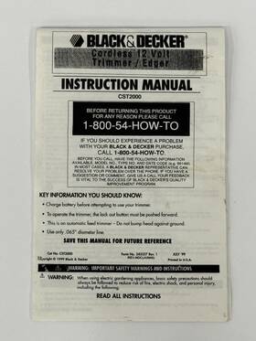 243257 Black Decker 1999 Instruction Manual For And 12 Volt Cordless Trimmer/edger
