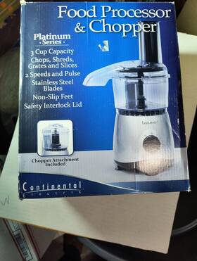 Cp42399 Continental Electric Food Processor And Chopper. 3 Cup Platinum Series