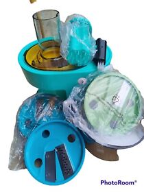 K47971 Cooks Essentials 7-in-1 Food Processor Prep Master Slice Chop Grind Teal Nwob