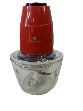 K49734 Cooks Essentials Red Glass Bowl Food Chopper Model 172 000/ 120v 300w