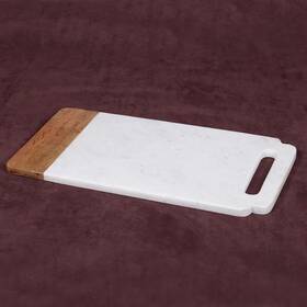 Creative Home 313100168106 Inch Taj Elite Creamy White Marble With Mango Wood 18 X 9 Handled Board