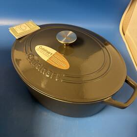 Ci770-33dgw Cuisinart Chefs Classic Enameled Cast Iron Oval Covered Casserole 7 Quart