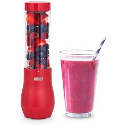 Dash 810051851892 Mighty Mini 10 Oz Compact Personal Bottle Blender With Travel Lid- Red