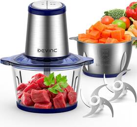 500w Devinc Fco1 Food Processor Motor Two 8-cup Bowls Stainless Steel Blades Easy To Cle