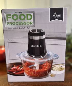 Ec-85cfp-m Eco Chef 7.5 Cup Food Processor Grind Chop Emulsify And Pur E. Glass Bowl