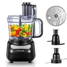 9042 Fohere 12 Cup Food Processor 6 Functions For Chopping Slicing Shredding