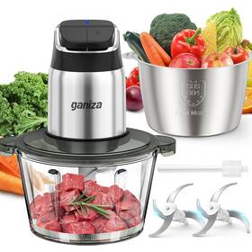B0db1mz4cj Ganiza 8-cup Stainless Steel Food Processor 2-speed Chopper Meat Grinder