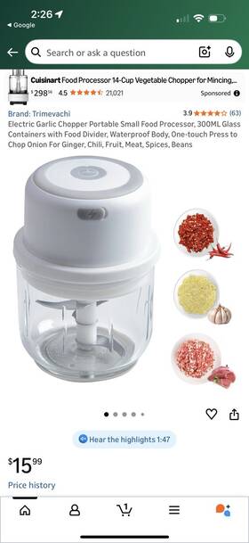 Gourmet Kitchen 754003975369 250ml Electric Garlic Chopper Usb Mini Mincer Portable Food Processor