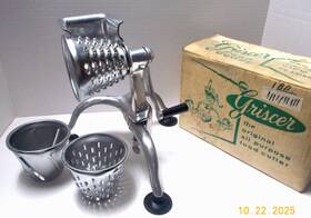 8357x Gricer Vintage 1950s Griscer Original Food Cutter Chopper Shredder-clamp-on -boxed Usa