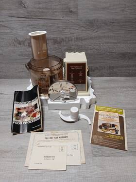 Hamilton Beach 707al Vtg Scovill 10 Cup Food Processor Almond 3 Blades Model Nos