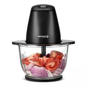 Holstein Housewares 744759598073 1.9 Quart /8 Cup Electric Food Chopper Glass Bowl Black