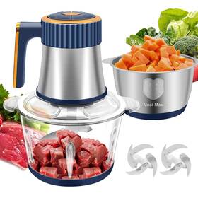 Hviww 795986817178 Food Processor 5 Speed Meat Grinder Electric Chopper With 2 Bowls 8 Cup