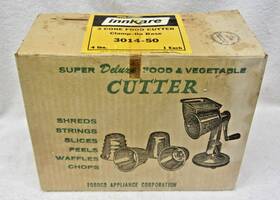 3014-50 Innkare New Vintage Clamp-on Food Processor Cutter Chopper Shredder 3 Cones Nos