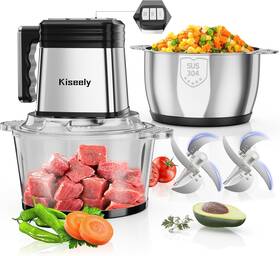 Kiseely 795490469801 Food Processor 3 Speeds Electric Chopper With 2 Bowls And Sets Of Bi-le