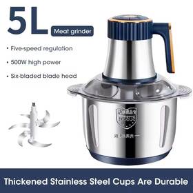 Malkit 445022295226 Electric Meat Grinders 5l Food Crusher Stainless Steel Multifunctional Vegetable