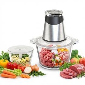 Amj-217a Megawise 0.6l 3l Food Processor With 500w Powerful Copper-core Motor Electric Chopper Wi