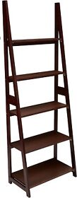 Sh01-0608-008-sg-a05 Modern 5-tier Ladder Bookshelf Organizer Solid Rubberwood Frame Espresso