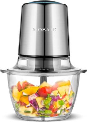 Mosaic 800689644676 Electric Food Processor Chopper Withgarlic Peeler And Coating Blades Silver