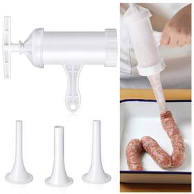 Mudder 734077899495 Sausage Stuffer Manual Maker Plastic Meat Filler Funnel Tubes White