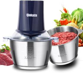 7z-n246-bse1 Nobrand Food Processor 400w 2 Speeds Stainless Bowls Blades Spatula Blue