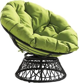 Bf25292-6 Osp Home Furnishings Wicker Papasan Chair With 360-degree Swivel Grey Frame Green