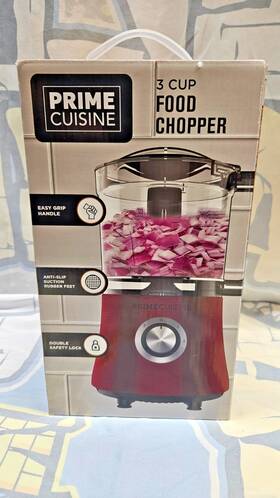 Mc4418 Prime Cuisine Mini Food Processor 3 Cup Chopper Stainless Steel Blades Red