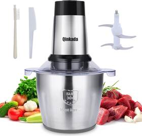 500w Qinkada 114129880303 Food Processor Powerful Meat Grinder 14cup Stainless Steel Bowl