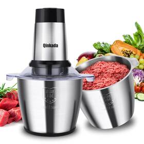 500w Qinkada 653871664132 Food Processor 2 Stainless Steel Bowls 14cup Powerful Electric Meat G