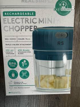Real Simple 191205563626 Electric Rechareable Mini Food Chopper 250ml Brand