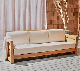 Cpt1008a Safavieh Couture Teak Outdoor 3-seat Patio Sofa Natural White