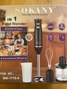 Wk-1710-4 Sokany 4-in-1 Dishwasher Safe Hand Blender 110v 50/60hz 500w Model Wk 17104