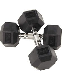 Spz-hex25p Sporzon Rubber Encased Hex Dumbbell Pair Black