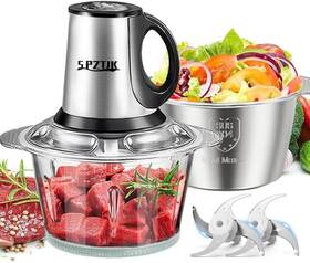 3ljrj Spztjk Food Processor And Meat Grinder With 2 Bowls 12.5 Cup Bi-level Blade