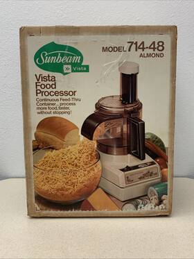 714-48 Sunbeam New Vintage Food Processor Vista Almond Tested Nos And Box