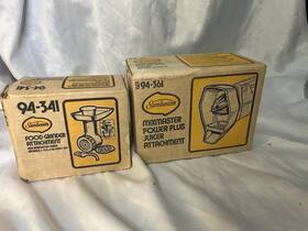 994-361 Sunbeam Vintage Nos Mixmaster Food Attachment Grinder And Juicer In Box