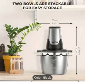 Fp1345084 Syvio 450w Mini Electric Food Chopper With 2 Bowls Meat Grinder 4 Bi-level Blade