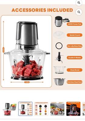 Am-jr2w01-2lsr Ultimate Chopper Food Processor 450w Meat Grinder And Vegetable With 2 Bowels For Home