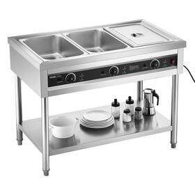 3-pan Vevor 197988130383 Commercial Food Warmer Steam Table With Independent Temperature Control