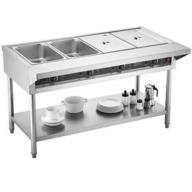 4-pan Vevor 197988131113 Commercial Food Warmer Steam Table With Independent Temperature Control
