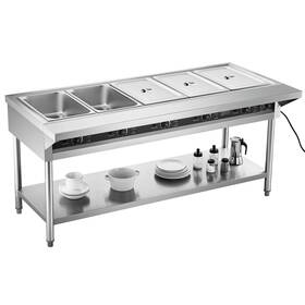 5-pan Vevor 197988132202 Commercial Food Warmer Steam Table With Independent Temperature Control