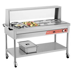Vevor 197988507321 5 Pans 2 Pots Commercial Food Warmer Steam Table With Undershelf Shield