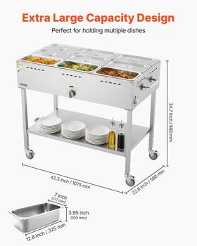 9-pan Vevor 197988532224 Commercial Propane Steam Table Lp Gas Outdoor Soup Warmer With Drai