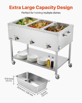 3-pan Vevor 197988533313 Commercial Propane Steam Table Lp Gas Outdoor Soup Warmer With Drai