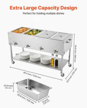 4-pan Vevor 197988534402 Commercial Propane Steam Table Lp Gas Outdoor Soup Warmer With Drai