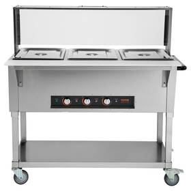 1500w Vevor 197988550624 3-pan Commercial Food Warmer 3 X 20.6 Quart Electric Steam Table Profe