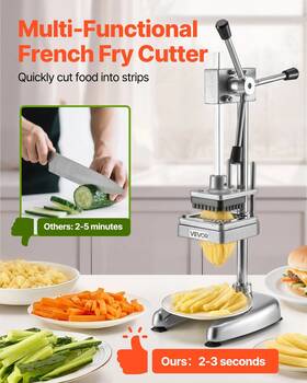 420j2 Vevor Commercial French Fry Cutter Stainless Steel Vegetable Fruit Chopper With 3 Re