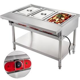 Vevor 609832197362 Commercial Electric Food Warmer 3 Pot Steam Table 18 Quart/pan